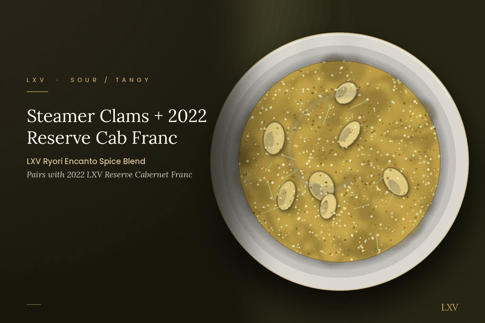 Recipe Card - Ryori Encanto: Steamer Clams + 2022 Reserve Cab Franc