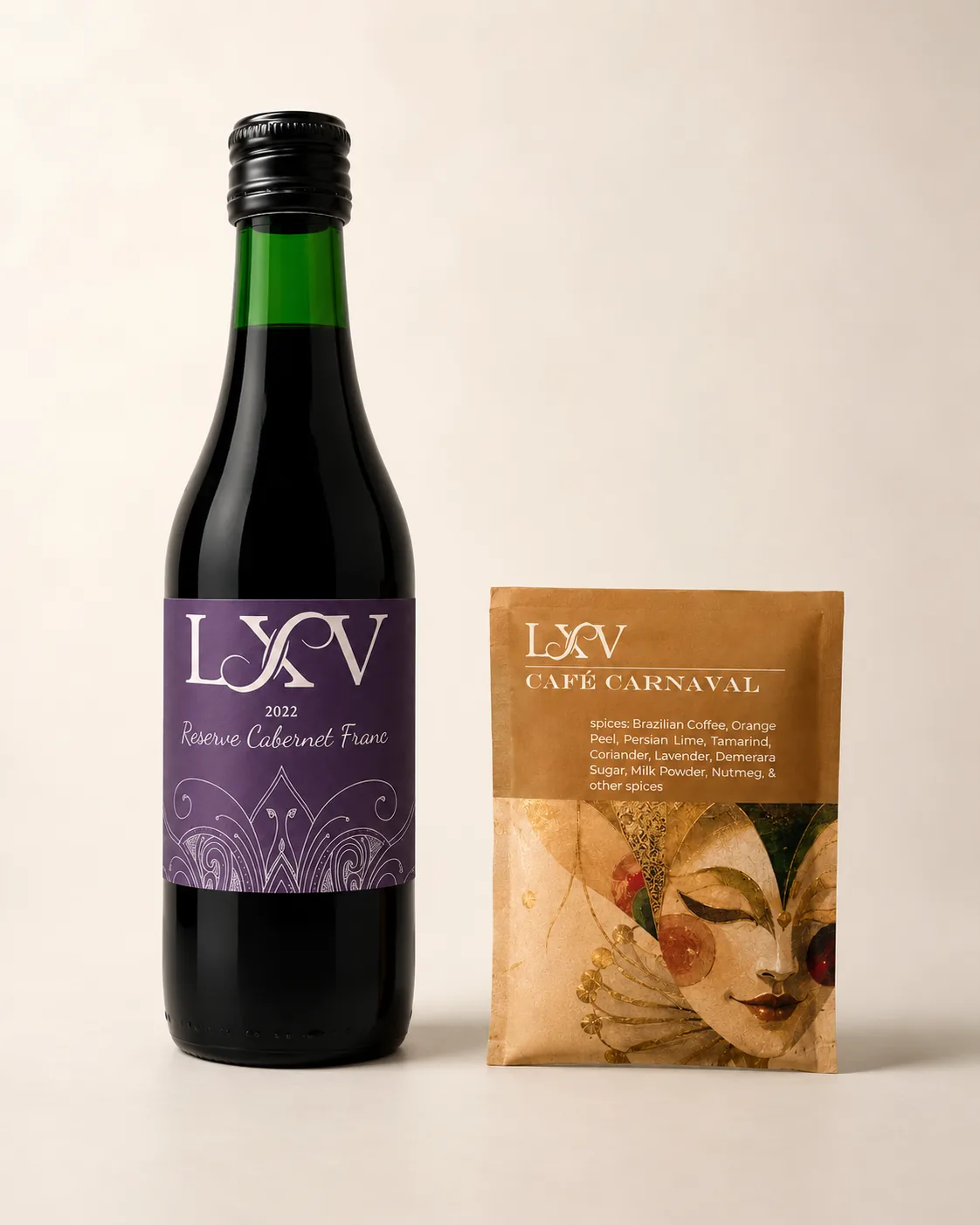 LXV 2022 Reserve Cabernet Franc paired with LXV Caf&eacute; Carnaval spice blend