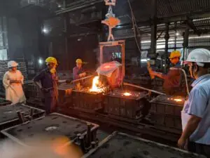 Neeta at her foundry in India
