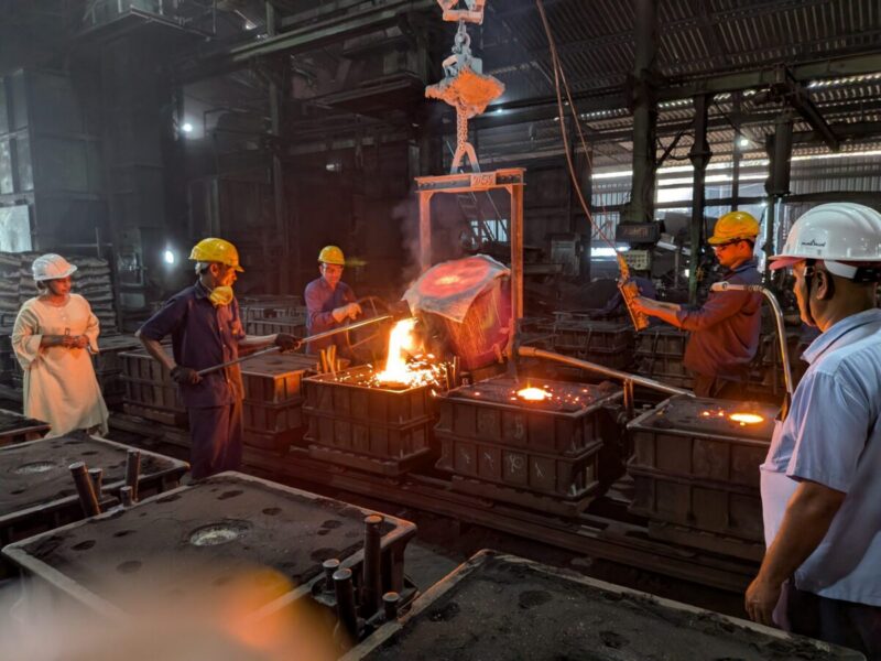 Neeta at her foundry in India