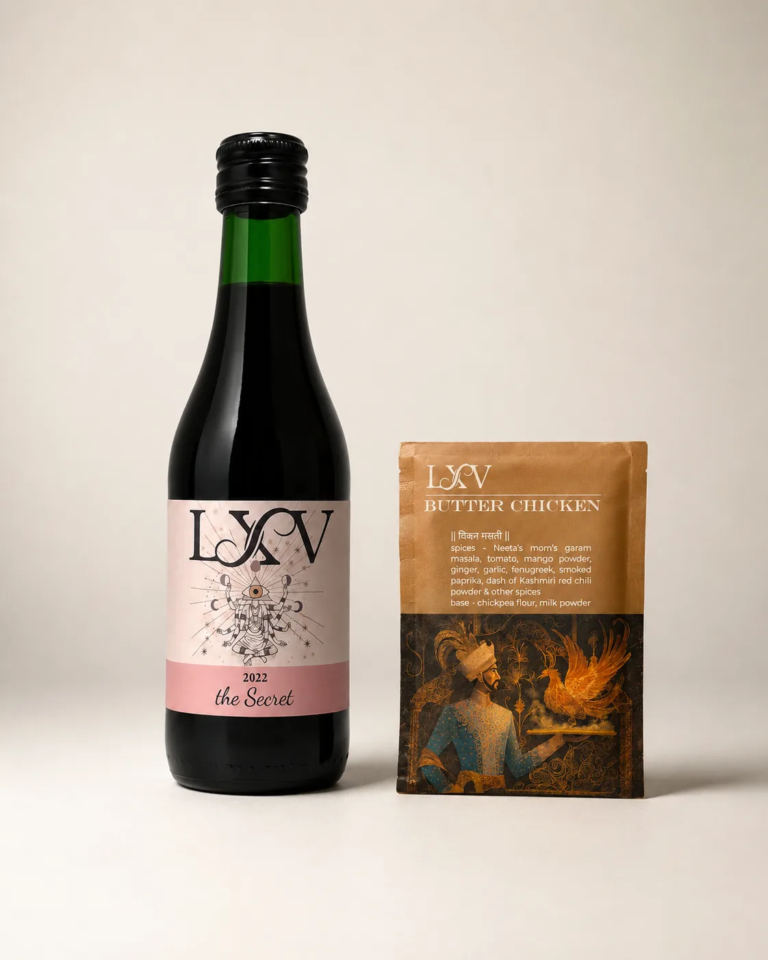LXV 2022 the Secret paired with LXV Butter Chicken spice blend